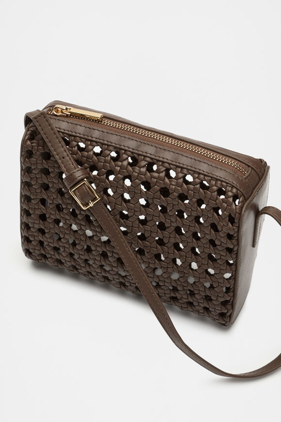 Leather Woven Shoulder Bag  Affogato  hi-res