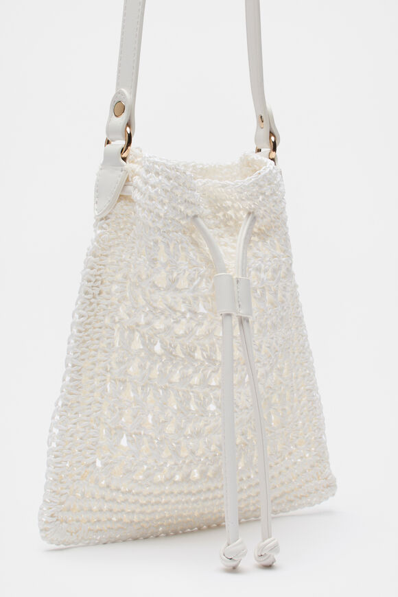 Crochet Shoulder Bag  White  hi-res