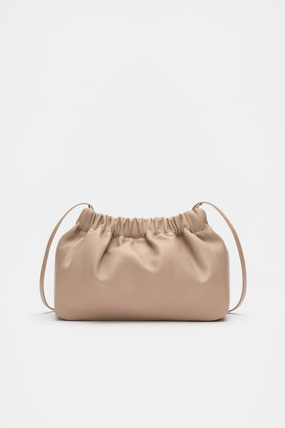 Leather Rouched Clutch  Cookie  hi-res