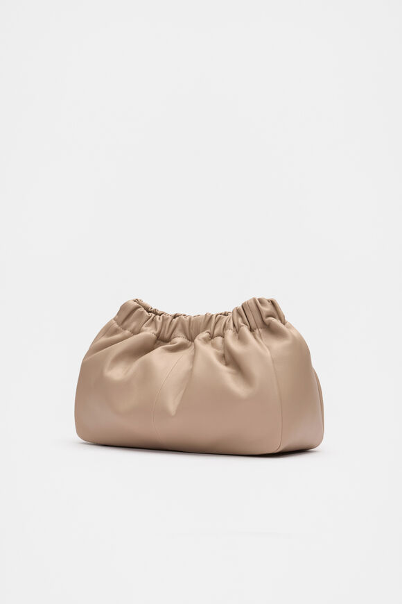 Leather Rouched Clutch  Cookie  hi-res
