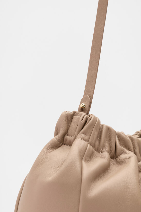 Leather Rouched Clutch  Cookie  hi-res