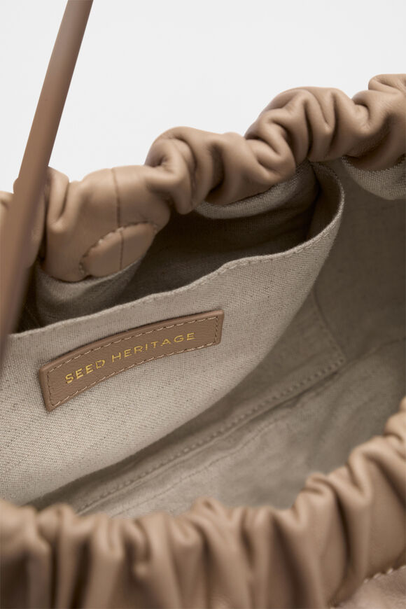 Leather Rouched Clutch  Cookie  hi-res