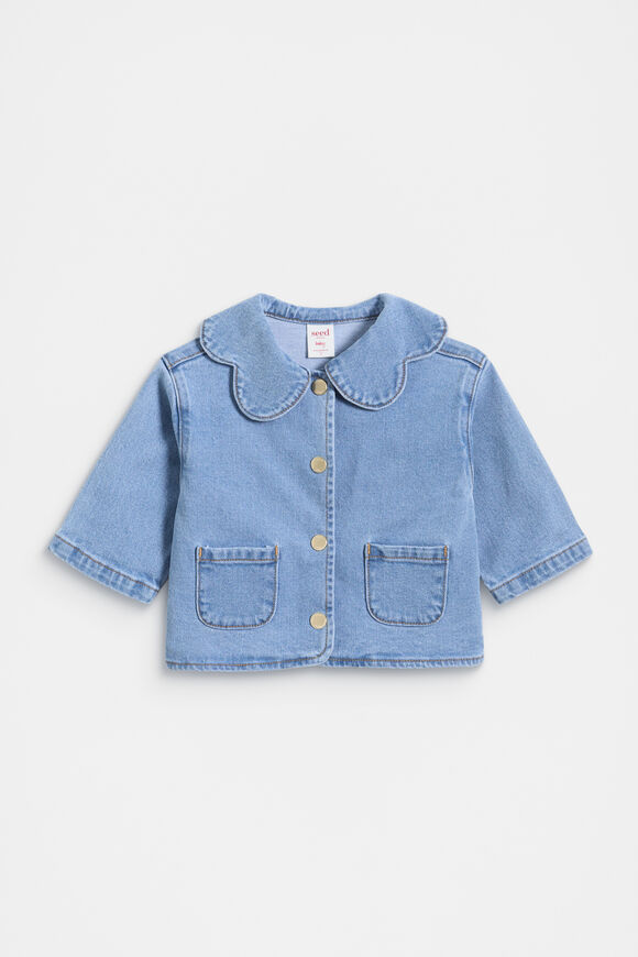 Collar Denim Jacket  Clean Blue Wash  hi-res