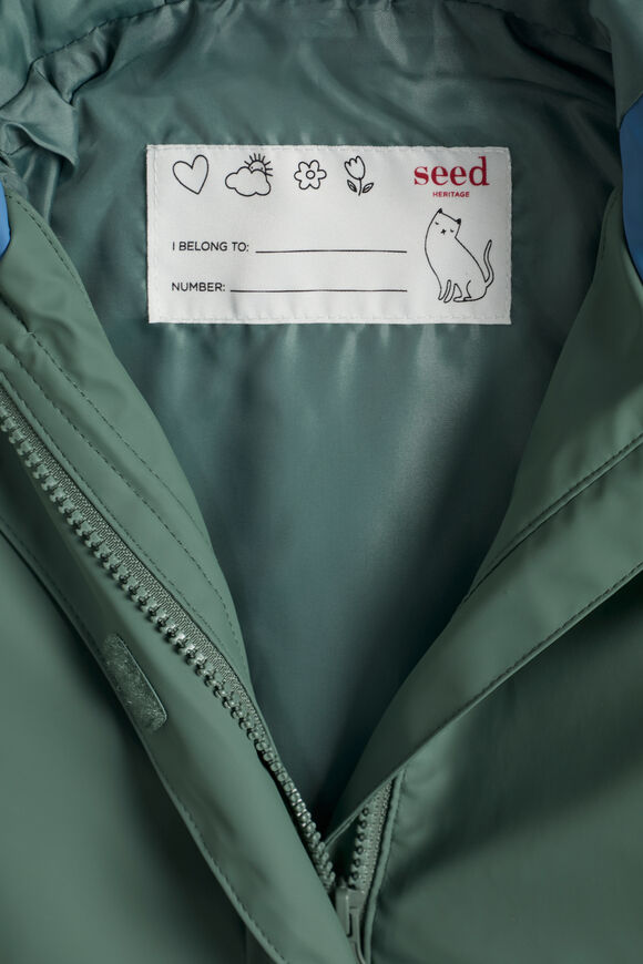 Mini Colourblock Rain Coat  Khaki  hi-res