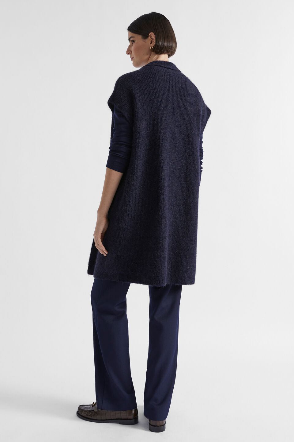 Fluffy Rib Knit Gilet  Midnight Sky