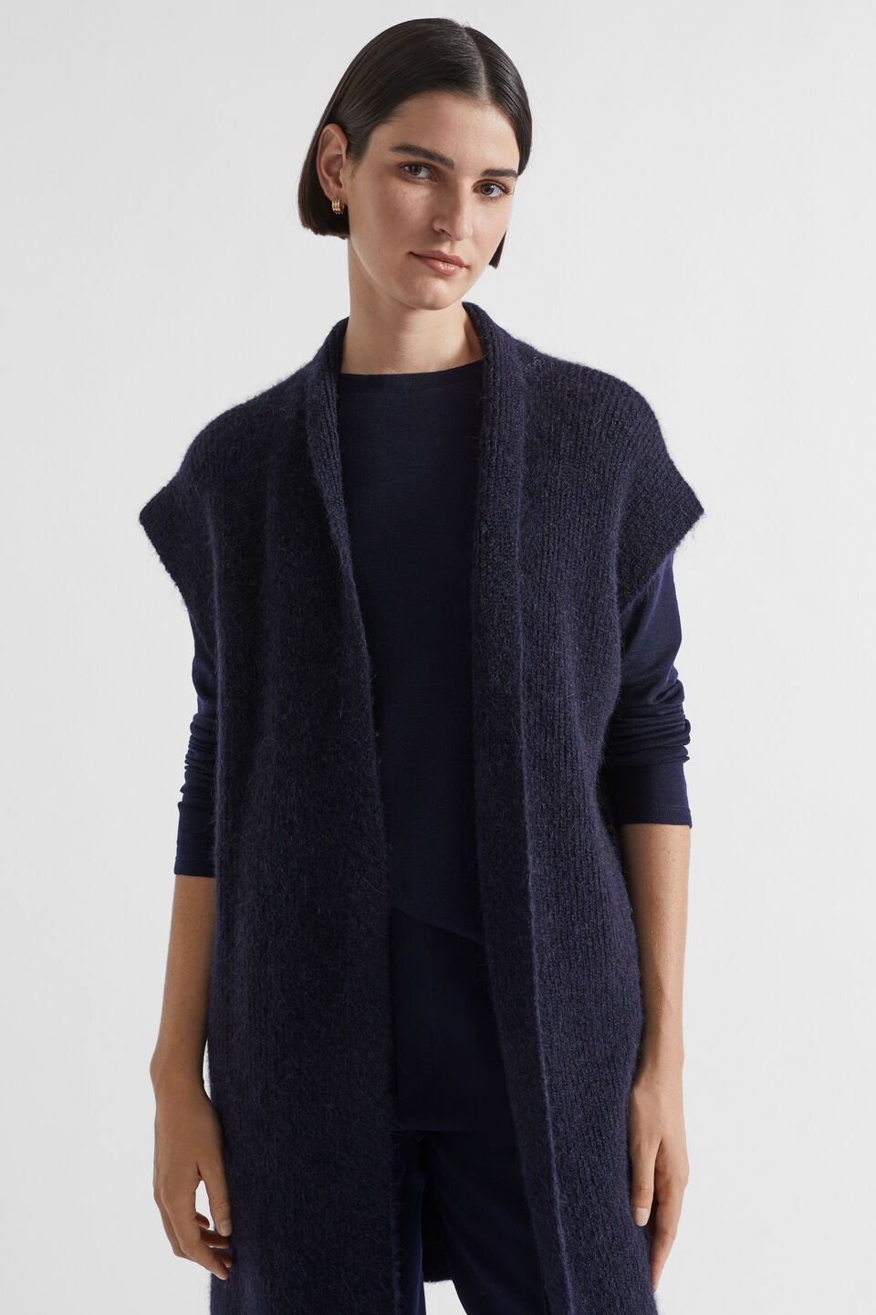 Fluffy Rib Knit Gilet  Midnight Sky