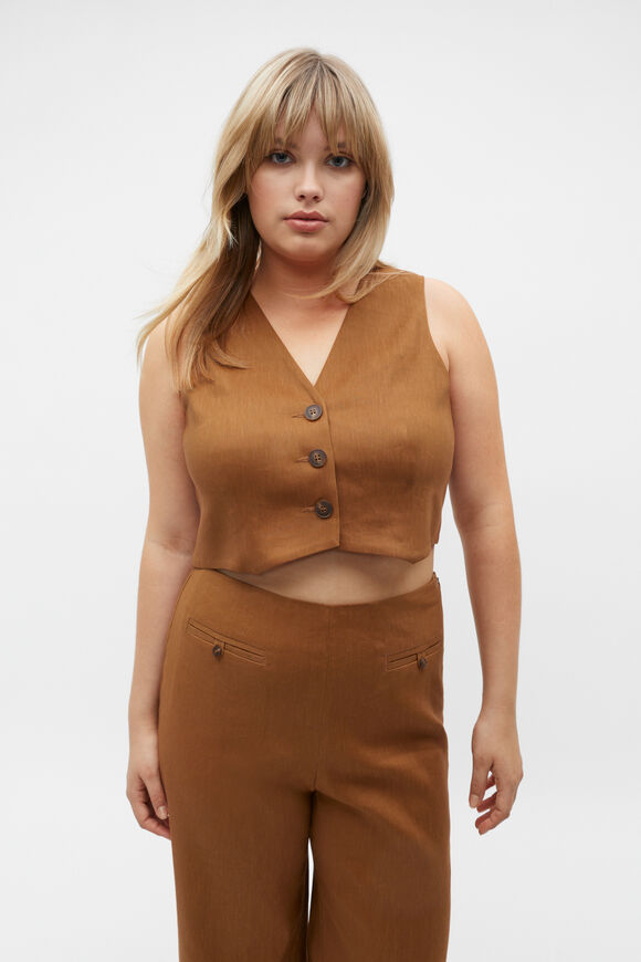 Tailored Crop Vest  Cinnamon Spice  hi-res
