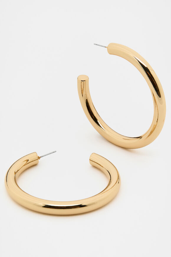 Large Solid Hoops  Gold  hi-res