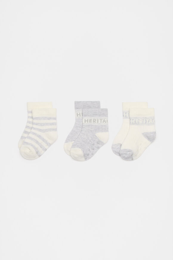 Heritage Sock 3 Pack  Grey Marle  hi-res