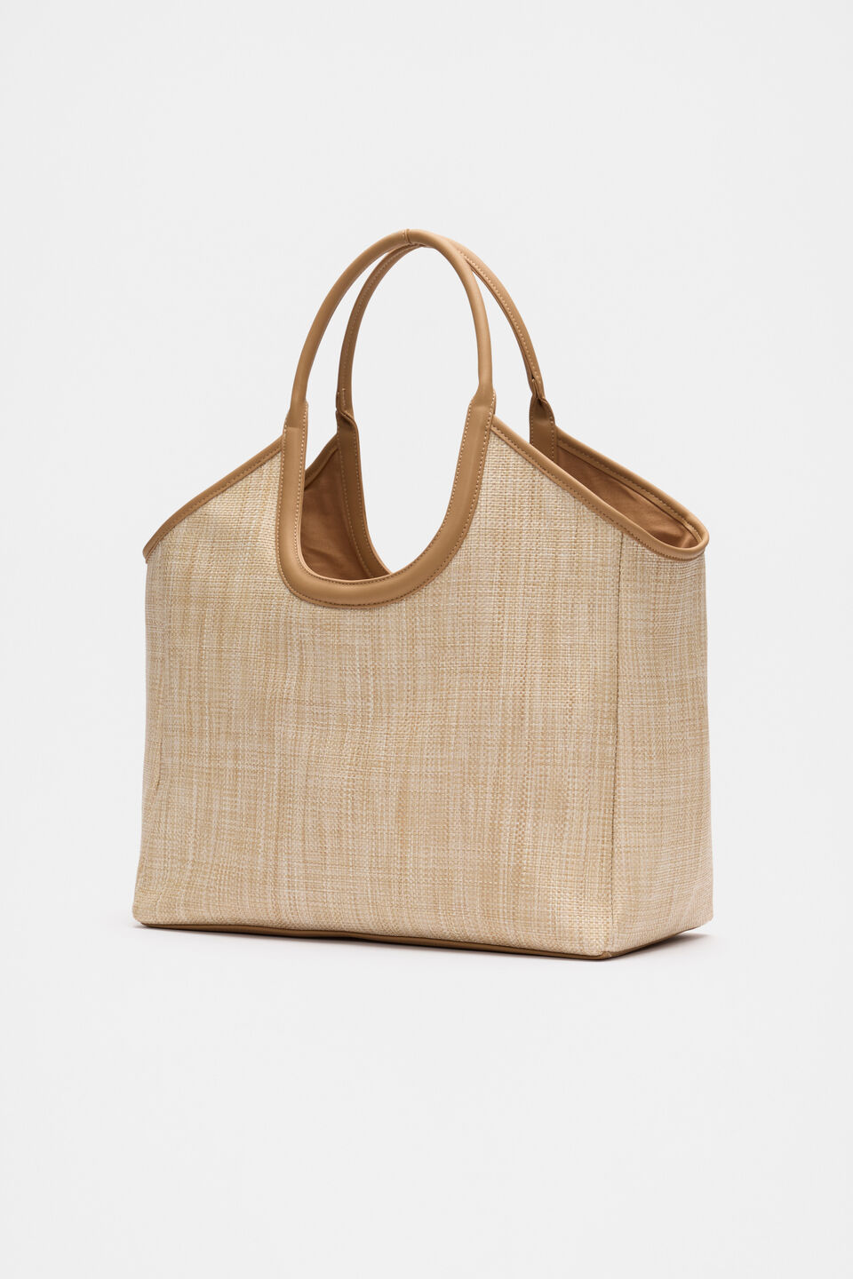 Textured Open Tote  Caramel