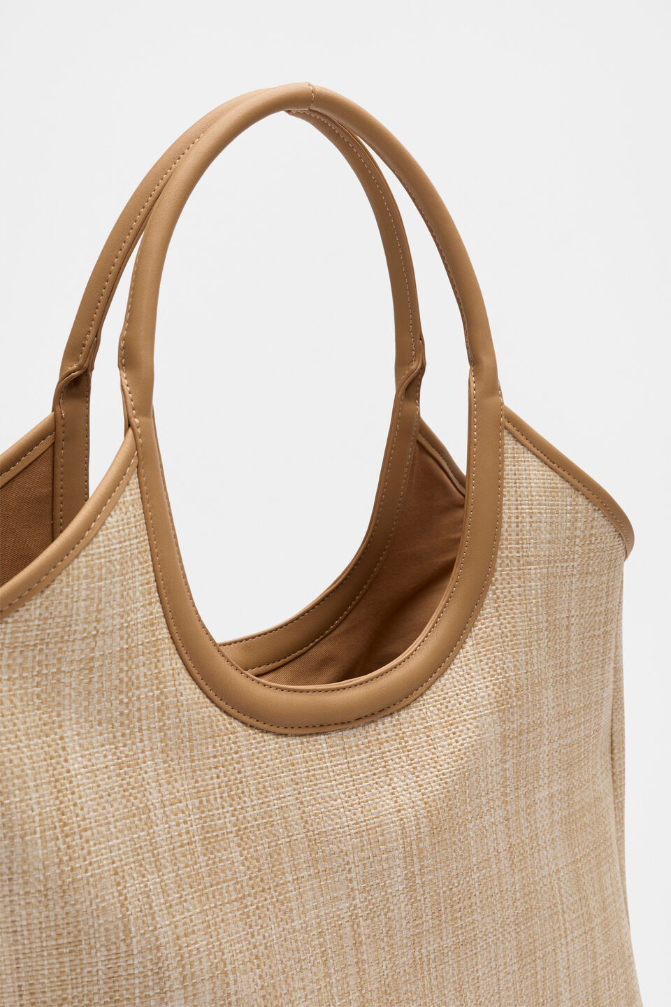 Textured Open Tote  Caramel