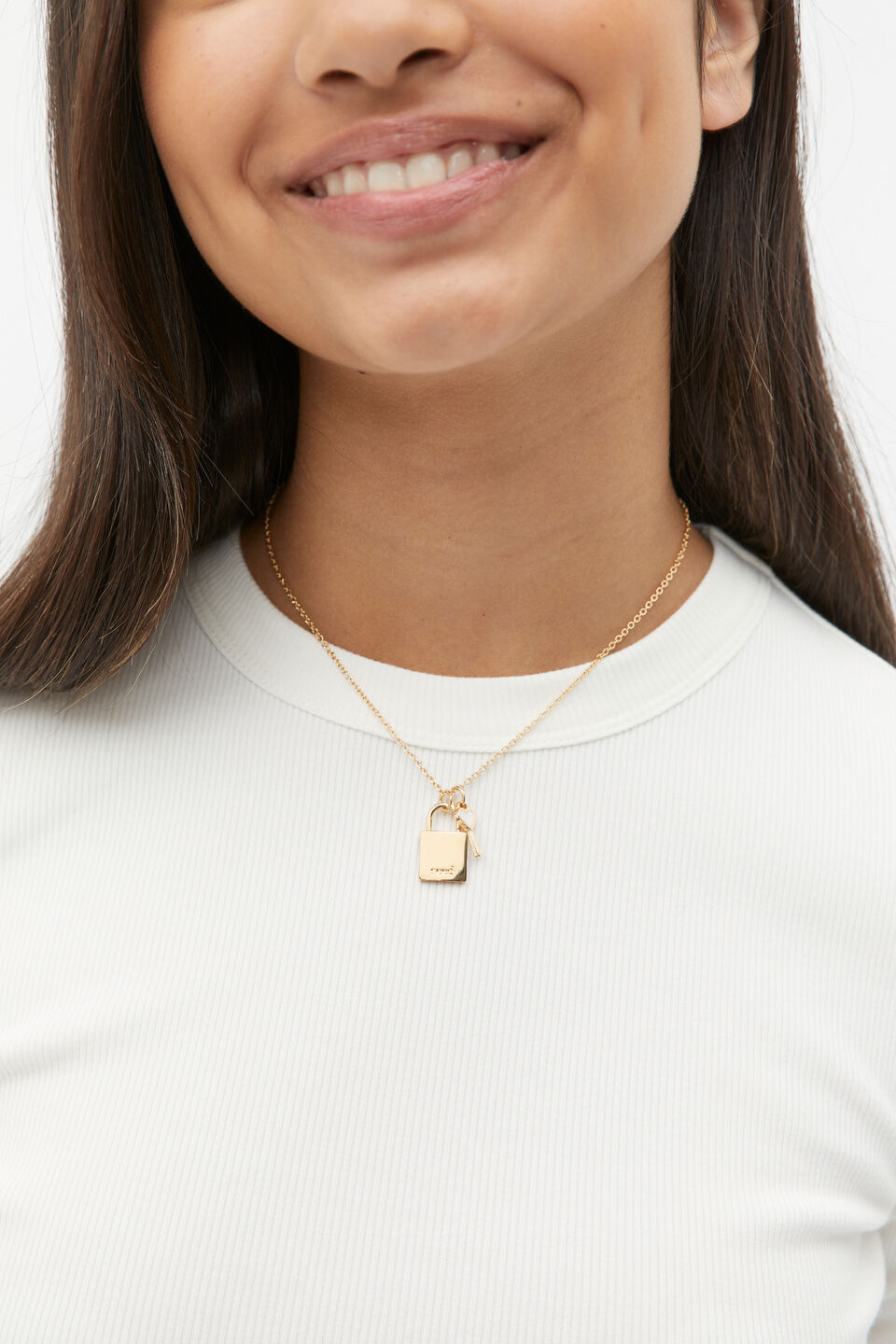 Lock and Key Necklace  Gold