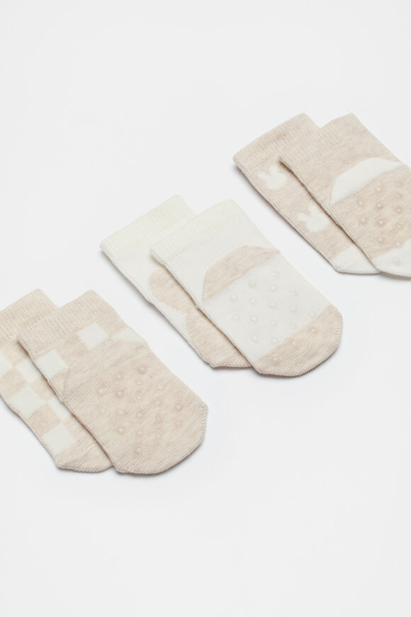 Bunny Check Sock 3 Pack  Oat Marle  hi-res