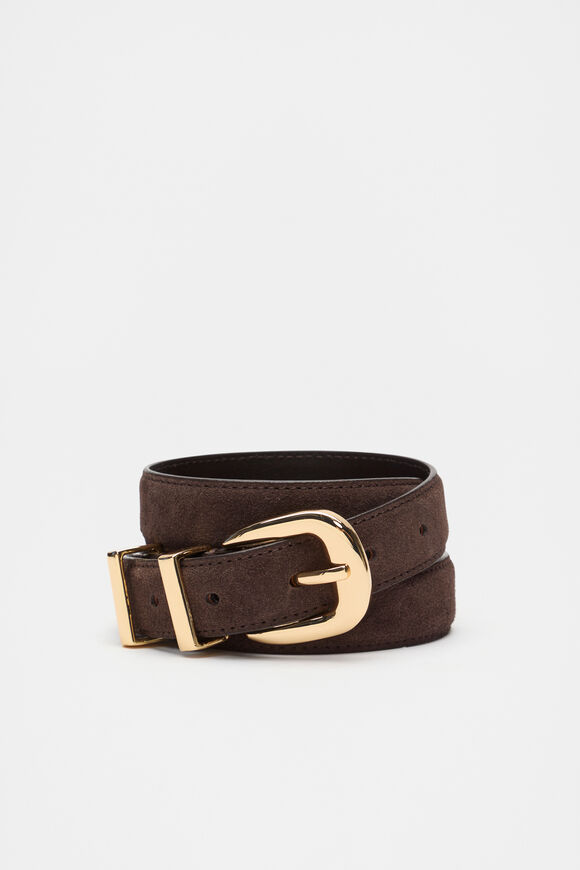 Hallie Suede Metal Keeper Belt  Dark Espresso Suede  hi-res