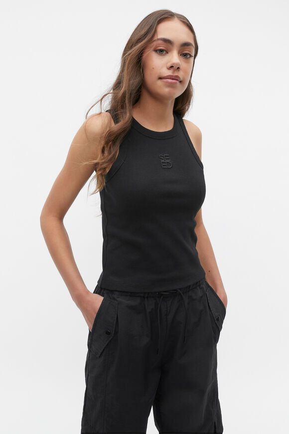 Core Logo Rib Tank  Black  hi-res