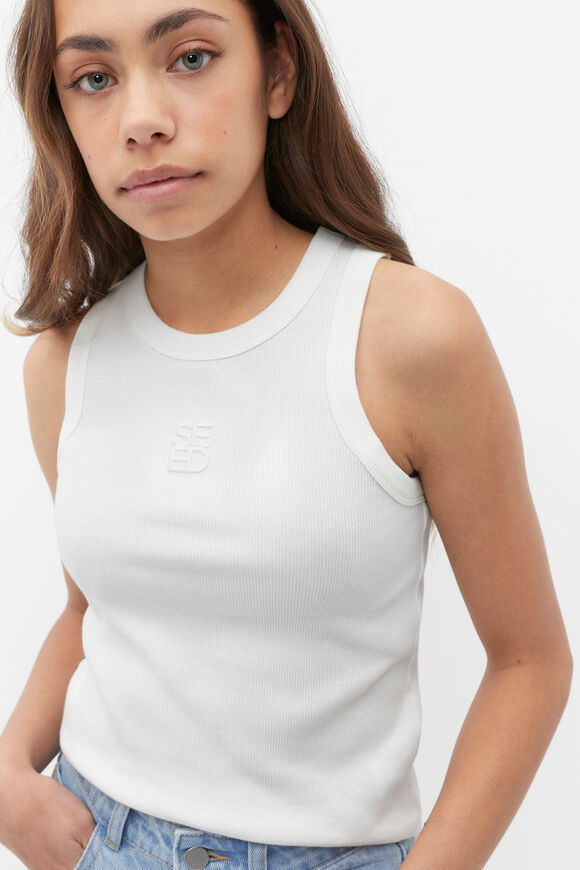 Core Logo Rib Tank  White  hi-res