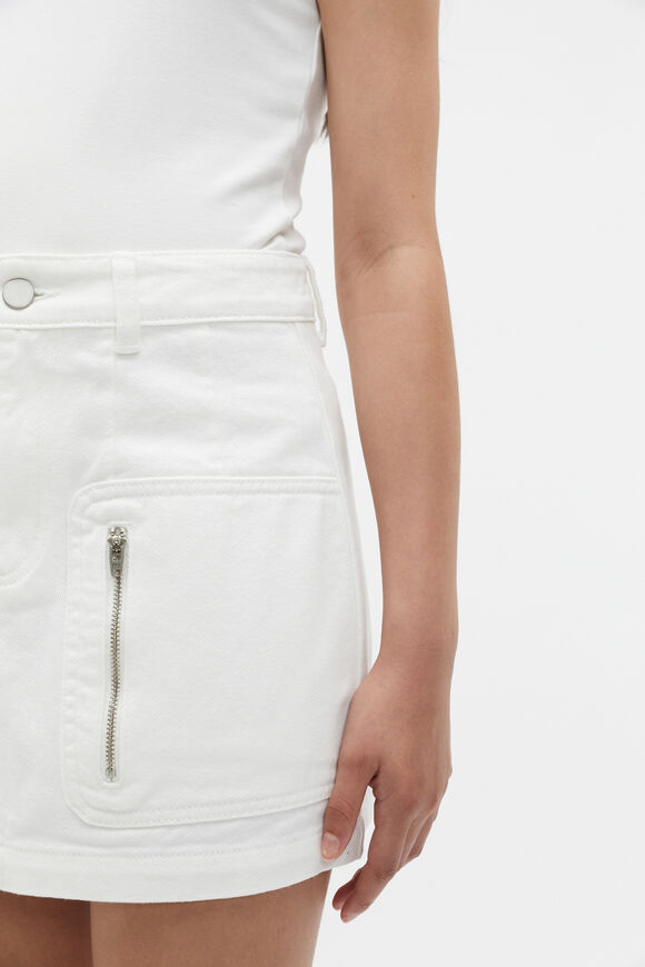 Cargo Denim Skirt  White  hi-res