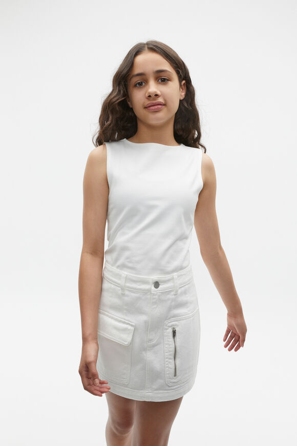Cargo Denim Skirt  White  hi-res