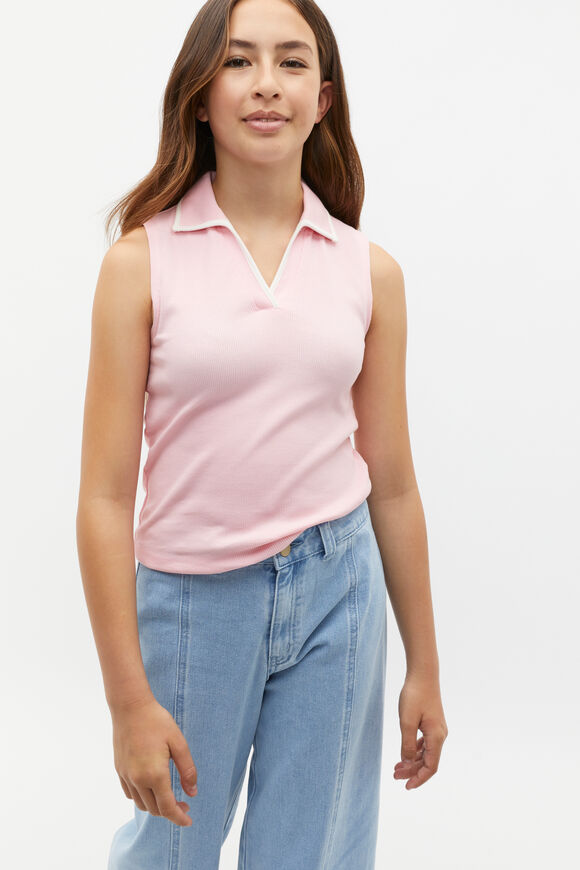 Collar Rib Tank  Bubblegum  hi-res