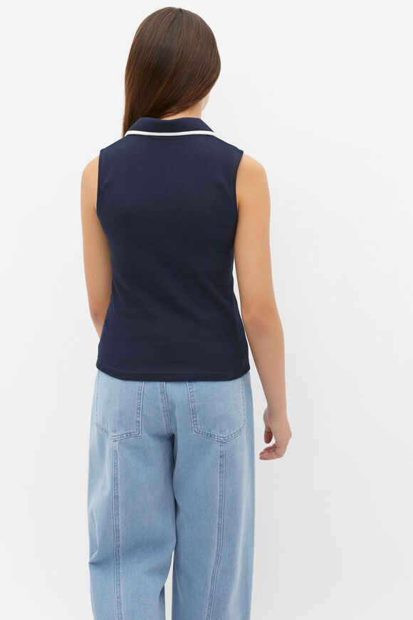 Collar Rib Tank  New Navy  hi-res