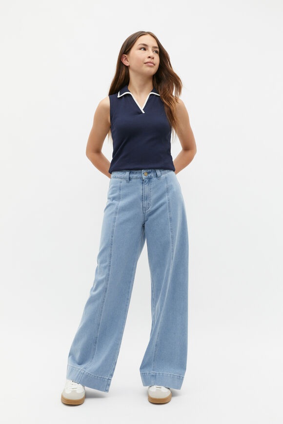 Collar Rib Tank  New Navy  hi-res