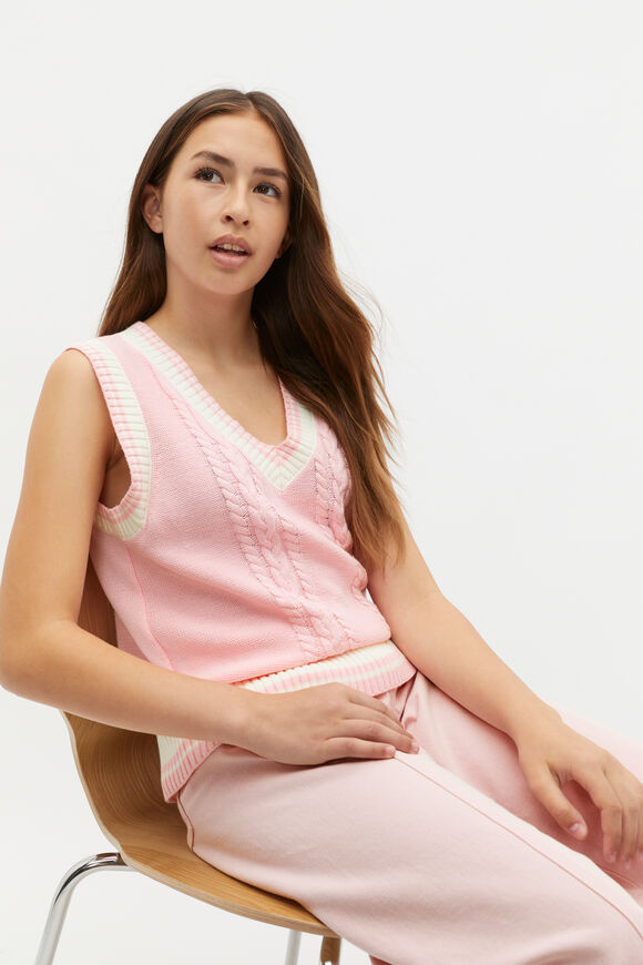V Neck Knit Vest  Bubblegum  hi-res