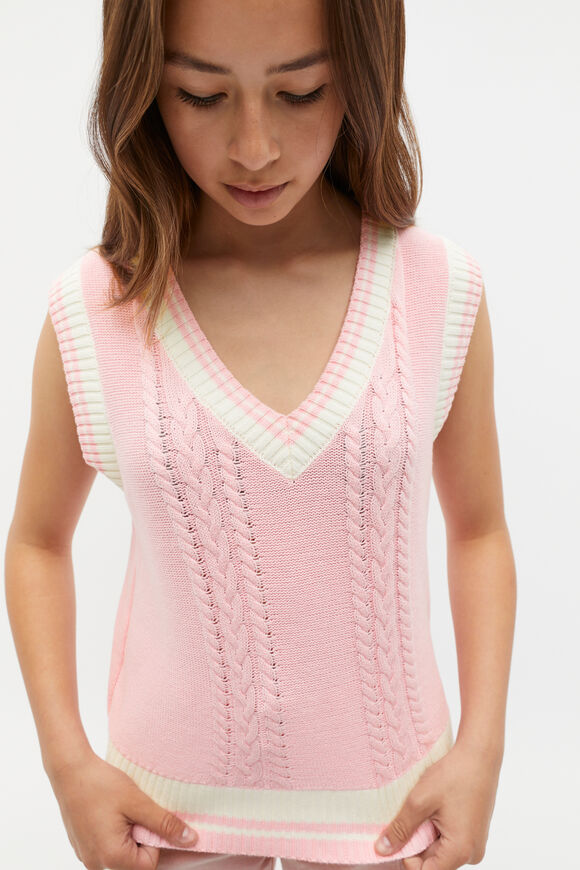 V Neck Knit Vest  Bubblegum  hi-res
