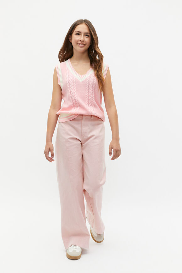 V Neck Knit Vest  Bubblegum  hi-res