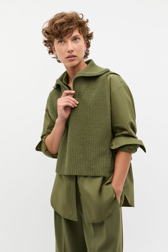 Rib Knit Collar Bib  Rainforest  hi-res