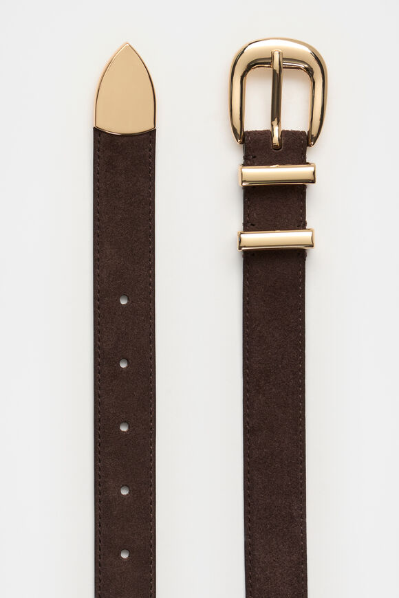 Hallie Suede Metal Keeper Belt  Dark Espresso Suede  hi-res