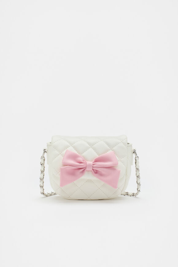 Bow Quilted Bag  Pink White  hi-res
