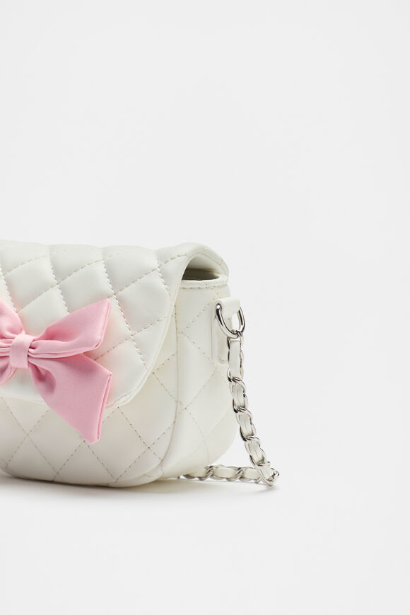 Bow Quilted Bag  Pink White  hi-res
