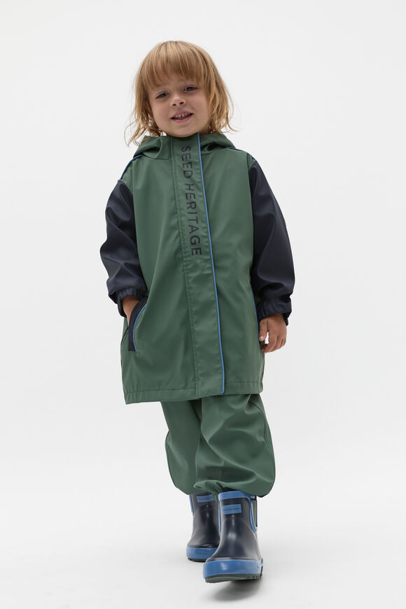 Colourblock Rain Coat  Khaki  hi-res