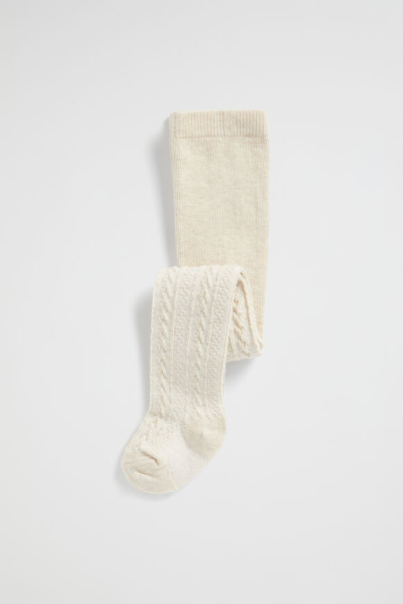 Cable Knit Tights  Oat Marle  hi-res