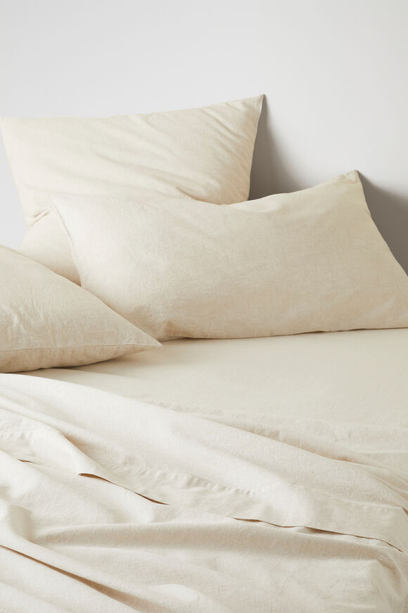 Alba Queen Fitted Sheet  Flax Cross Dye  hi-res