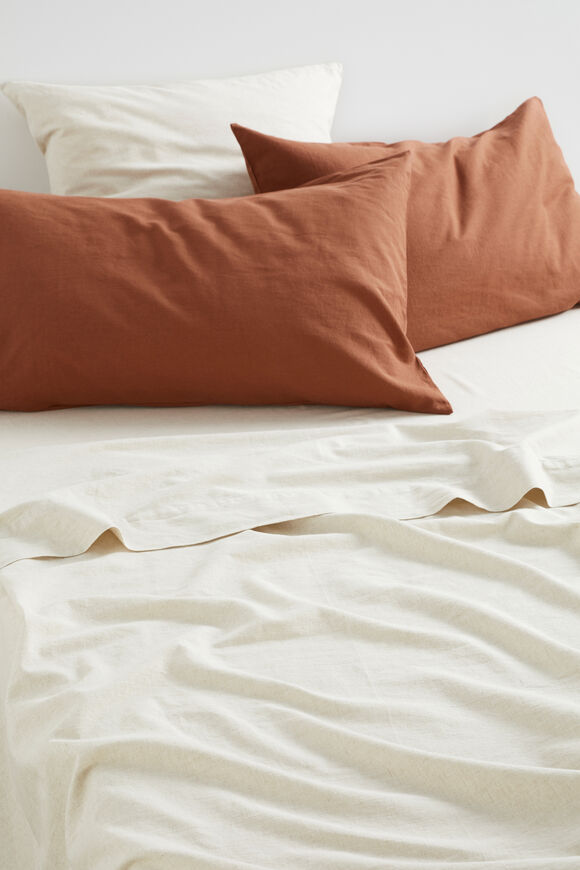 Alba King Fitted Sheet  Flax Cross Dye  hi-res