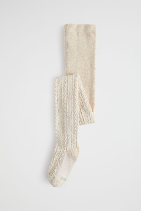 Cable Knit Tights  Oat Marle  hi-res