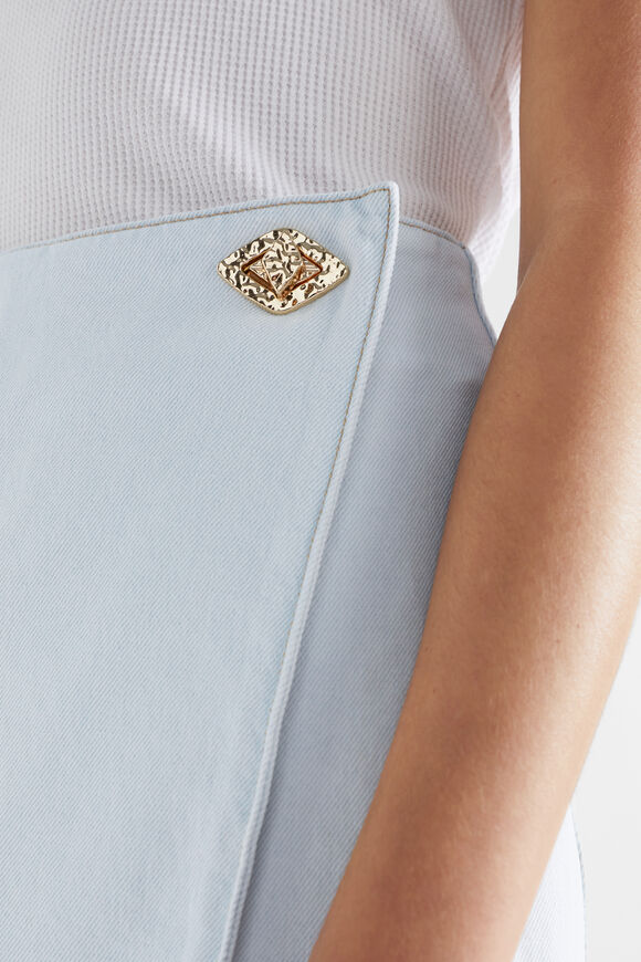 Denim Mini Wrap Skirt  Seafoam Wash  hi-res