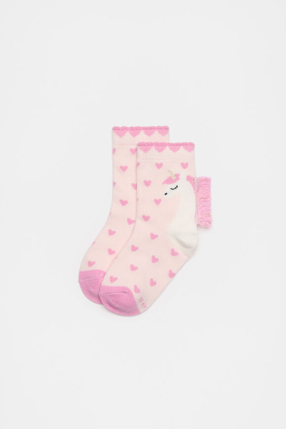 Unicorn Heart Sock  Soft Pink  hi-res