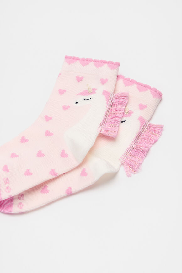 Unicorn Heart Sock  Soft Pink  hi-res