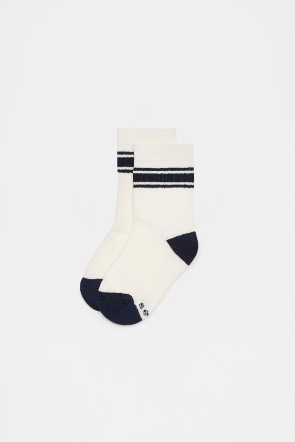 Stripe Rib Sock  Navy  hi-res