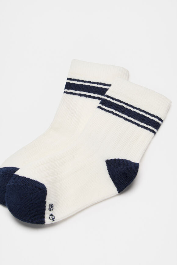 Stripe Rib Sock  Navy  hi-res