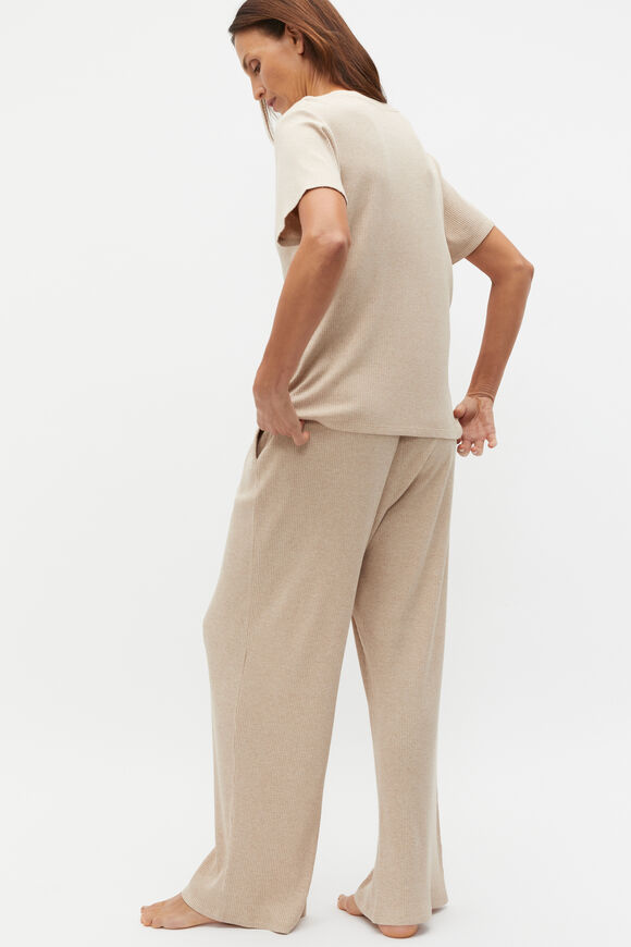 Ribbed Short Sleeve Tee And Pant PJ Set  Nougat Marle  hi-res