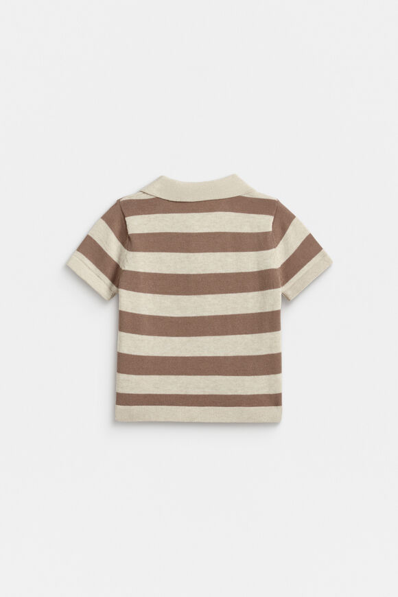 Stripe Knit Polo  Oat Marle  hi-res