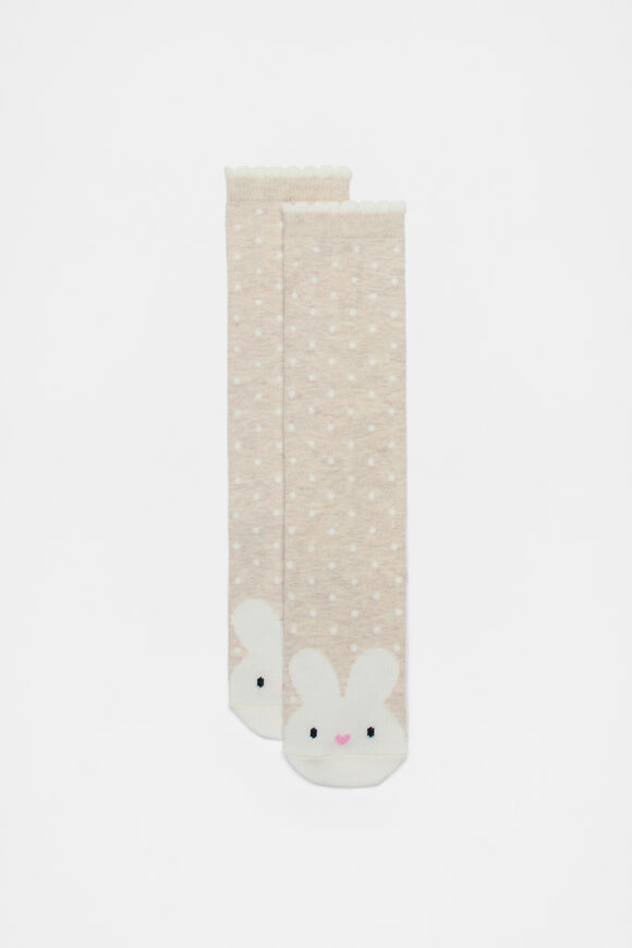 Bunny Spot Knee High Sock  Oat Marle  hi-res