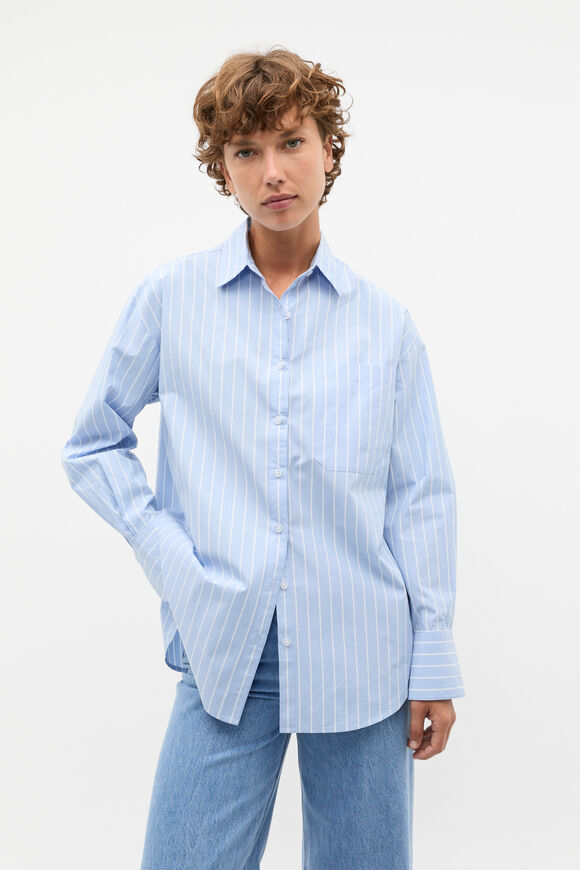Poplin Pocket Front Shirt  Mist Blue Stripe  hi-res