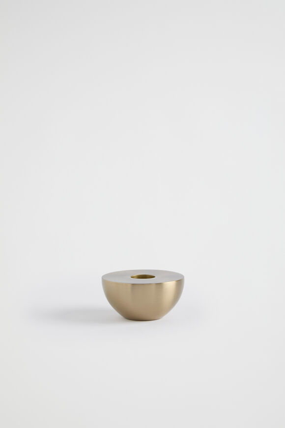 Cleo Round Candle Holder  Brushed Gold  hi-res