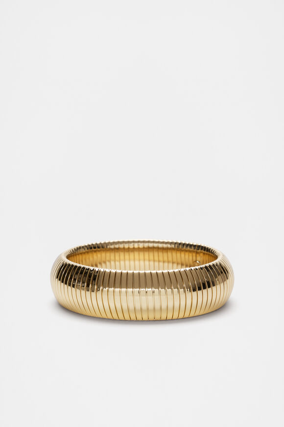 Ribbed Chain Bangle  Gold  hi-res