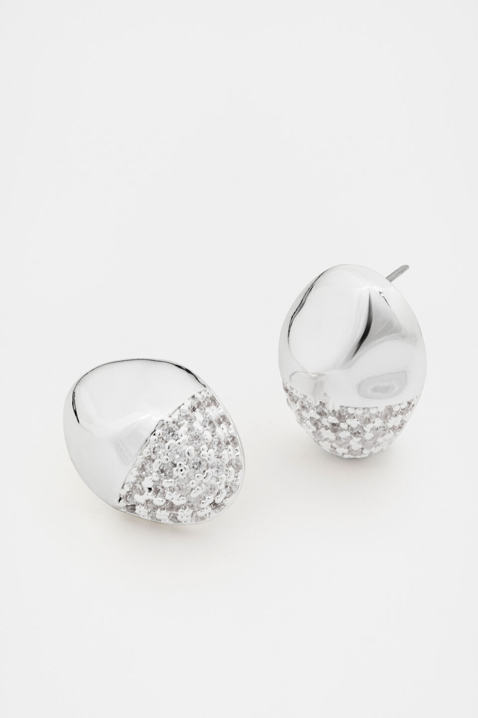 Pave Organic Studs  Silver