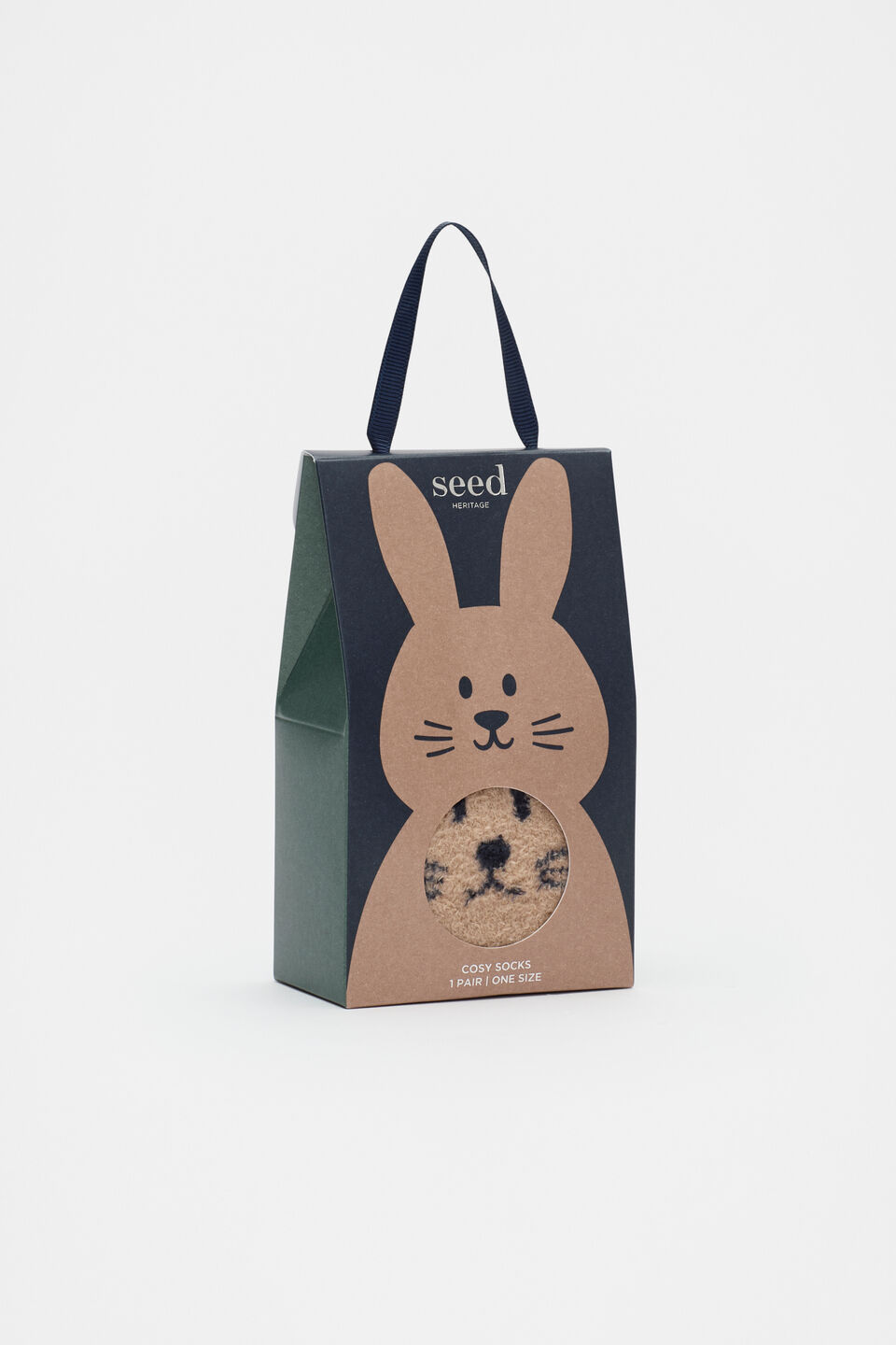 Fluffy Bunny Sock  Navy